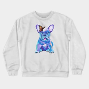 French Bulldog puppy with a butterfly Crewneck Sweatshirt